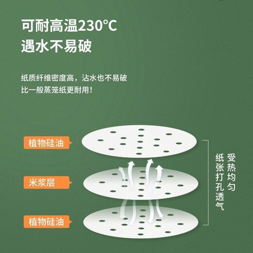 Enshousu steamer paper household disposable steamer paper silicone oil non-stick high temperature resistant steamed buns commercial pad paper 50 sheets 1 pack non-stick pan small round diameter 10.2 cm
