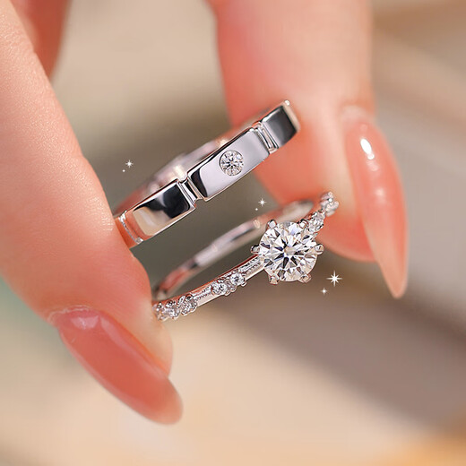 MZMZ Platinum Ring pt950 Platinum Moissanite Knot Engagement Fashion Ring Valentine's Day Birthday Gift for Girlfriend Same Day/Next Day Delivery - Light Luxury Sugar Cube Love Ring