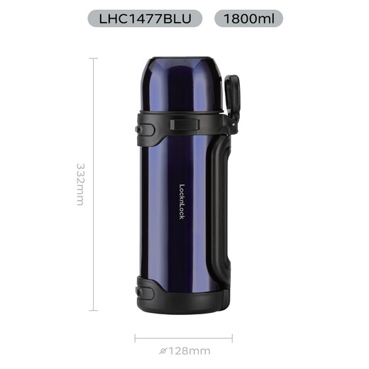 Sperre Schloss (Sperre/Schloss) tragbarer Thermoskolben -Topf im Freien Haushalt Tragbares Auto -Thermosflasche für Männer und Frauen große Kapazität 1,8 l Blau LHC1477BLU