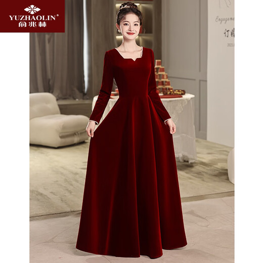Yu Zhaolin Marke High-End-Internet-Promi XiUhe Anzug Braut Braut Hochzeitskleid 2023 Neuer Winter Ancient Kleider Chinesisch Toast Anzug Braut Wein rot [kein Schal] 22289 s