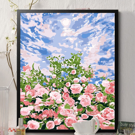 Clcey Digital Oil Painting DIY Blumenlandschaft Cartoon handbemalte Füllung handgefertigter DIY-Acrylölmalerei Dekoratives Malmal