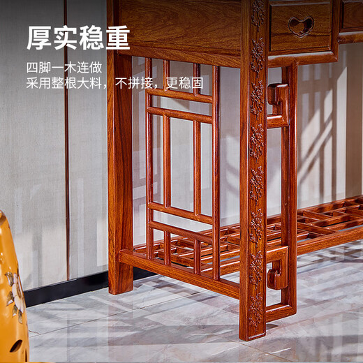 Wang Carpenter, mahogany furniture, African rosewood (scientific name: Hedgehog rosewood) dressing table, Chinese style solid wood bedroom dressing table and stool combination with storage cabinet, national color and heavenly fragrance dressing table