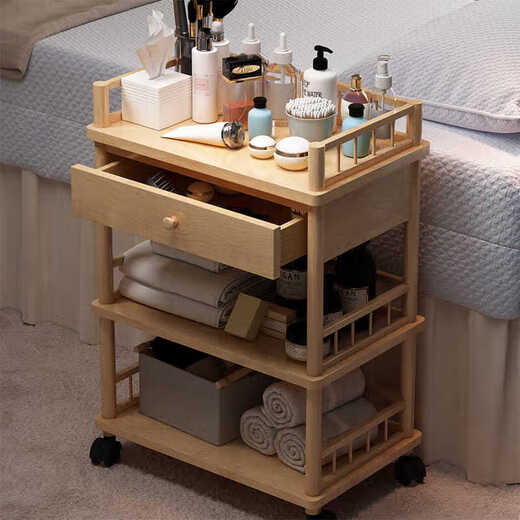 Vinoa Beauty Salon Trolley Nail Shop Tool Trolley Cosmetic Storage Rack Tattoo Hair Salon Multifunctional Mobile Storage Rack Dressing Fence Trolley with Drawer Original Color 0x0x0cm