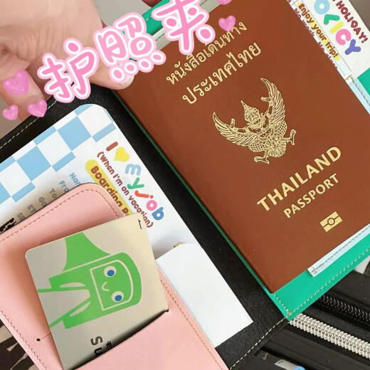语森忆护照登机牌收纳包旅行随身证件机票护照夹钱包一体多功能卡包出国 拼色护照夹