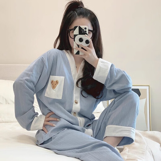 
Yalu pajamas women's 2025 Spring and Autumn New Long Sleeve Korean Style Simple Loose Casual Women's Home Clothing Set 3883 M [75100Jin [Jin equals 0.5 kg]]