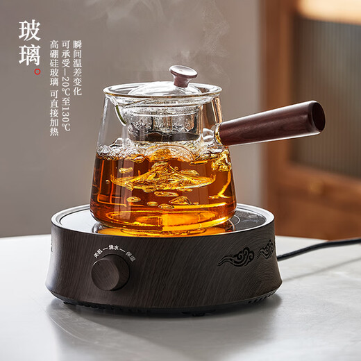 YIHUTEA Teapot Glass Side Handle Teapot with Filter Teapot High Temperature Resistant Electric Ceramic Stove Kettle Tea Maker Transparent Style Steaming Side Handle Kettle 700ml