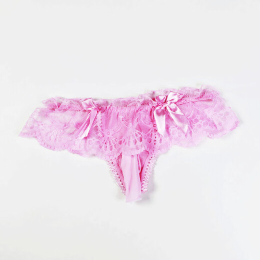 European and American men's sexy lingerie underwear, perverted sexy lace thong men's underwear, sexy transparent low-waisted seamless temptation in bed, perverted role-playing couple's intercourse stimulation, suspender style, white, oily cover, jj opening, 100-160Jin Jin equals 0.5 kg