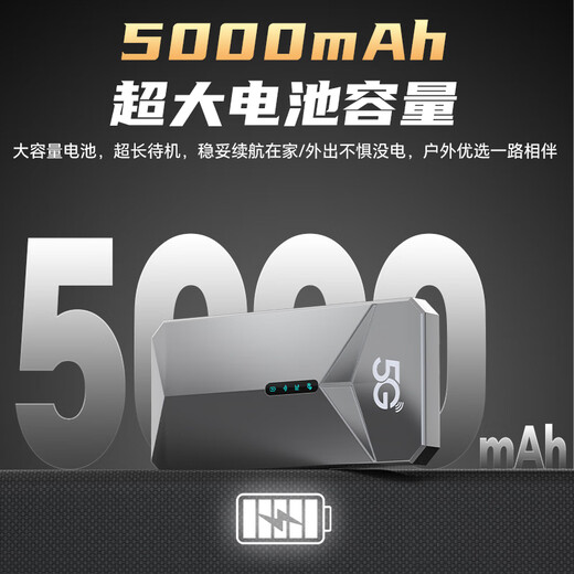 Pastoral True 5G WiFi portátil 6 Gigabit Dual Band Enrutador CPE portátil sin tarjeta Adecuado para tarjeta de Internet para automóvil Unicom móvil Tráfico de alta velocidad Internet Treasure mifi Universal True 5G Extreme Edition Graphite Gray-WIFI6