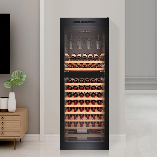 Vinocave red wine cabinet constant temperature compressor air-cooled ultra-thin refrigerator independent white wine grape display cabinet glass storage refrigerator JC-266B constant temperature air-cooled-dual temperature model-84 bottles