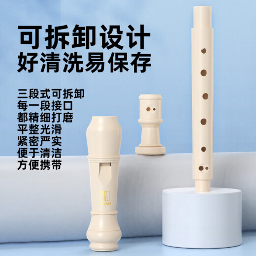 天鹅（SWAN）8孔德式竖笛儿童小学生专用高音笛子专业演奏级纳瓦白