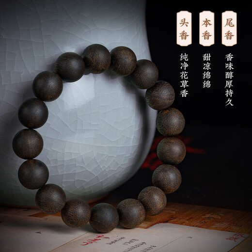 Mo Tang Authentique Vietnamien Nha Trang Qinan Bracelet en bois d'agar pour hommes Jouet culturel de qualité submersible Ancien matériau Véritable Collection Grade Bracelet de perles de Bouddha GYZ12024
