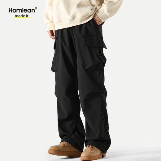 Pantalones de trabajo de paracaidismo funcional americano de homlean Nicho suelto de primavera y verano Nicho de senderismo informal S6603 Negro 3xl