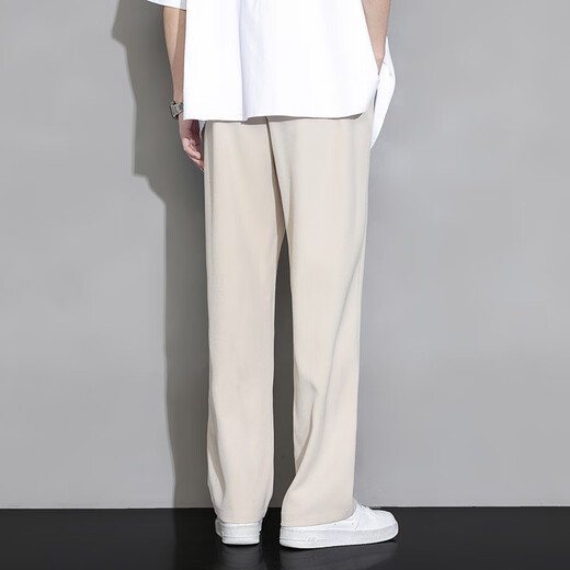 Dingfengbaoluo Pantalon décontracté pour le printemps et l'automne en ligne lâche de glace droite drapée à la mode