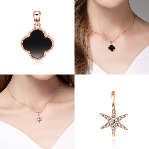 Chuji Lao Phoenix 18k gold pendant single pendant single female silver necklace color gold pendant without chain 18K rose gold color gold with silver three-dimensional apricot diamond-rose gold