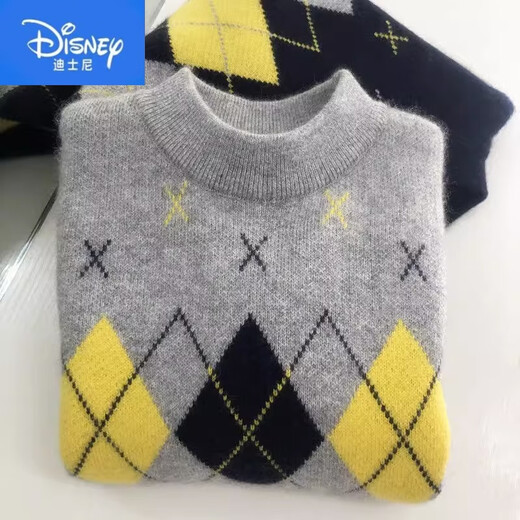 Disney Children's Sheep Pullover 100 Ziegenletzer Jungen Pullover plus Samt verdickte Pullover Rundhals mittelgroße Kinder Strick College Grey Diamond [Add. Samt] 3234672 160