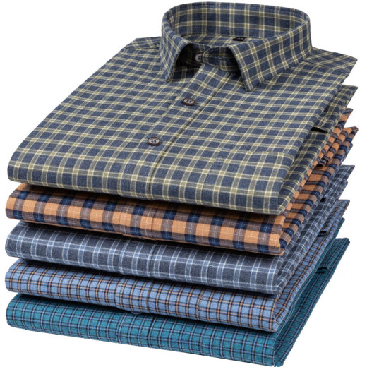 Spring New Pure Cotton Plaid Hemd Herren-Langarmgeschwindigkeits-Casos-Casom-Mitte-Alter-Pullover-Top-Baumwoll-Hemd 18-686 XL 41