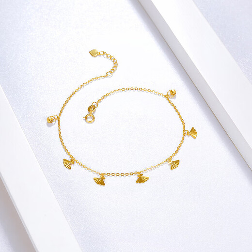 Saturday Lucky Yellow 18K Gold Anklet for Women Flower Shell Color Gold Anklet KH081152 21+2cm Birthday Gift