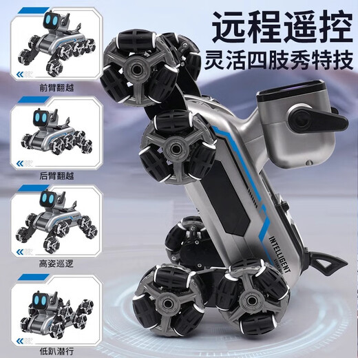 Xulin Deutsche Brand Roboterhund Smart Ai Roboter Geste Fernbedienung Kinderspielzeug 2025 Schwarze Technologie Achtrad Stunt [Blau und Schwarz] Griff Standard Single Electric