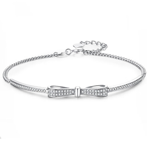 LAOLATU pt950 platinum diamond bracelet for women platinum diamond bow Chinese Valentine's Day gift for wife and girlfriend Pt950 platinum diamond bow bracelet