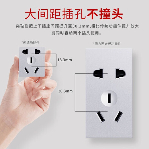 Delixi Electric 118 Type avec Switch Socket Wall Big Panel CD691 Pièces fonctionnelles en argent Assemblage modulaire Les modules de série CD691 ne peuvent utiliser que des cadres de série