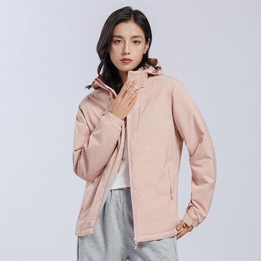 Western Region Camel Vancamel plus Samt-Windbreaker für Frauen und winddichte und warme einschichtige Jacke Casual Sports Dickeed Jacket Cooded Jacket Mountainering Anzug 9930S-2 Gummi-Pulver-Frauen [Camouflage] M.