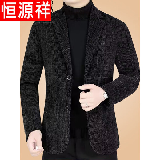 Hengyuanxiang chaqueta de lana de lana casual para hombres otoño de mediana edad e invierno Nuevo traje engrosado en espesas