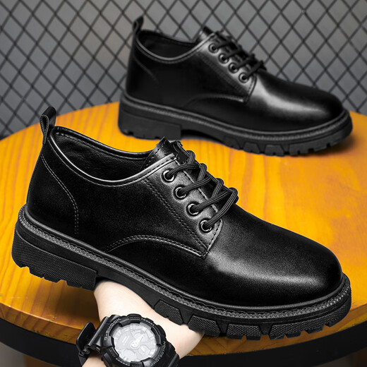 Playboy Leather Shoes Men's Shoes 2025 New Autumn and Winter Genuine Leather British Style Business Casual Leather Shoes Men's Formal Shoes Men's Black 42