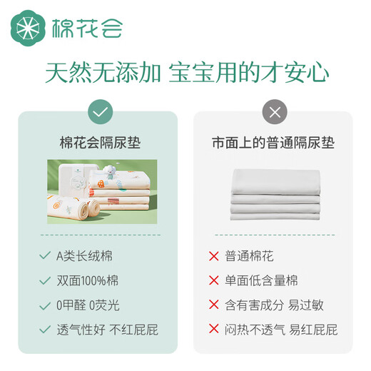 棉花会隔尿垫纯棉可洗床单大床180*200cm+隔尿垫70*90CM组合装