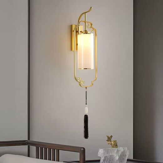 
XMSJ new Chinese style wall lamp bedroom bedside lamp living room aisle stairs TV wall modern Chinese style wall lamp B967 pair of deer copper color