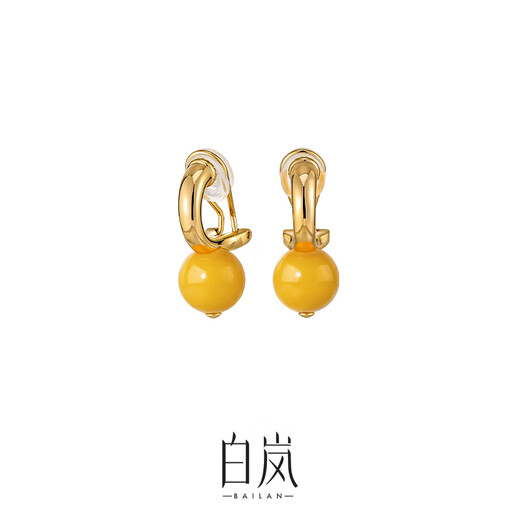 Bailan beeswax ear clip women's earrings niche temperament design sense high-end atmosphere light luxury exquisite birthday gift for wife