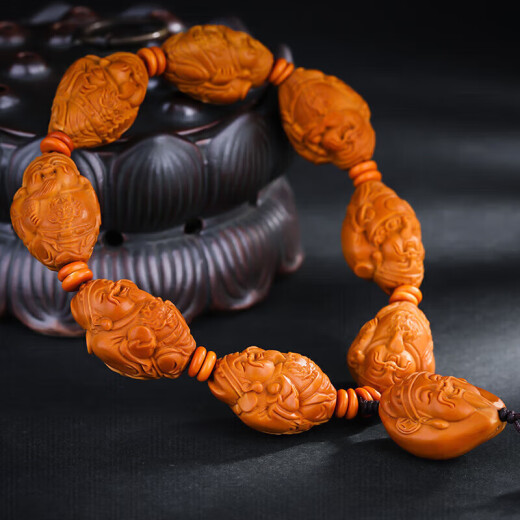 Yanyun Jewelry Yulong Wealth God Olive Kernel Bracelet Large Seed Kernel Carved Wealth Bracelet Men and Women Style Playing Tray Playing Wooden Handles