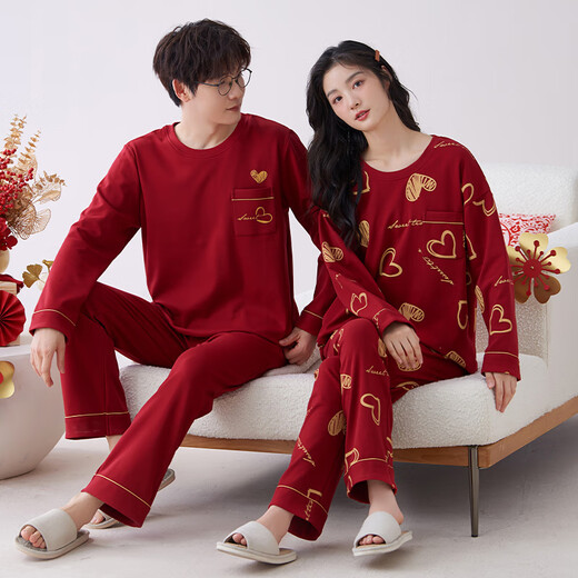 Cat Man Vatertagsgeschenk 2025 Neues Frühlings- und Herbstpaar Pyjamas Langarm Lady Neu Hochzeit Red Verheiratet Männer Nate Jahr 9227 männliches Hauptbild Model XL
