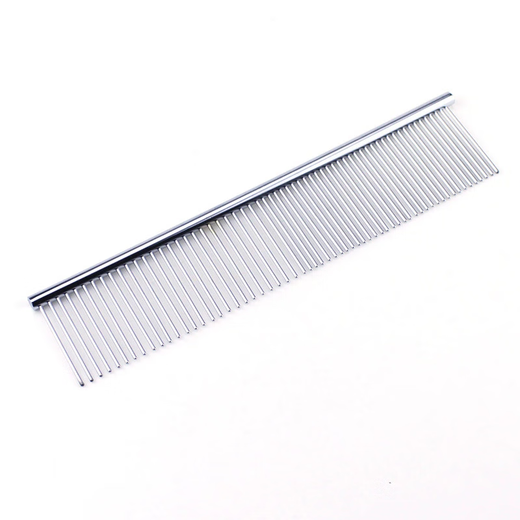 Pet-specific comb, electroplated stainless steel, dog comb, dense-tooth comb, dog comb, cat grooming comb, large size