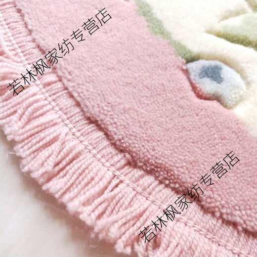 Xingwan semicircular floor mat bathroom semicircular floor mat room door mat toilet door door anti-slip absorbent foot mat living room field flocking flower cut tassel style-rose red 40x60CM (semicircle)