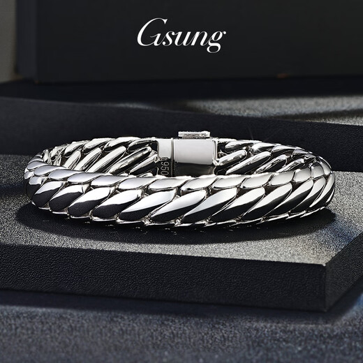 GsunG platinum men's bracelet PT950 riding whip bracelet new style solid platinum bracelet men's glossy large style priced by the gram