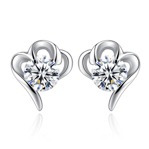 Pt950 platinum earrings, Korean style earrings for women, fashionable and creative micro-embellished heart-shaped gifts for girlfriends on Chinese Valentine's Day, light luxury love earrings