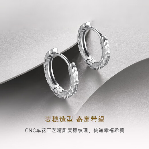 CRD Ke Laidi Spot Sparkling PT950 Platinum Earrings Platinum Wheat Earrings Simple and Fashionable 2.25g