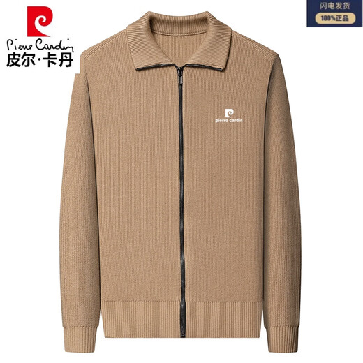 Pier Cardin Oros produktiver purer Kaschmir Cardigan Herbst und Winter im mittleren Alter eingedickter Ltescher-Pullover-Pullover-Reißverschluss Jacke Kamel 9276 (100% Pilling) m