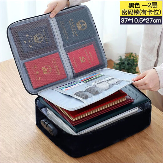 Zertifikatspeicherbeutel wasserdichtes Reisen Haus Home Multi-Layer Großkapazität Multifunktionsbox Zertifikat Dokument Passionskartenbeutel Dreischichtig gesperrt versteckte Blauvolumen Großer Ausgang