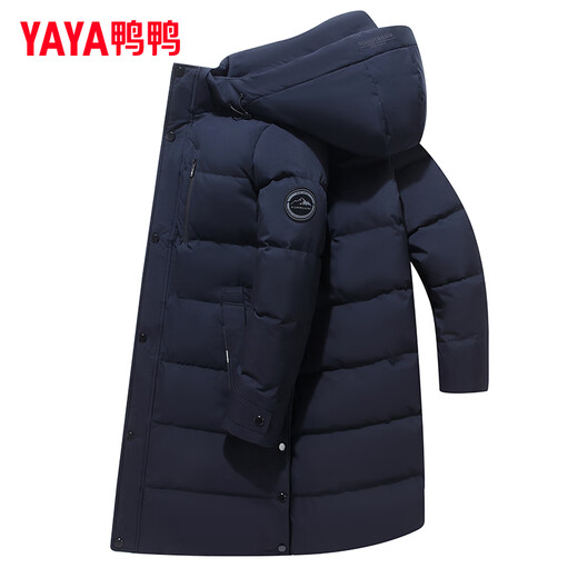 YAYA down jacket men's mid-length 2024 new middle-aged and elderly thickened warm dad winter jacket LC black 180/96A (XL)