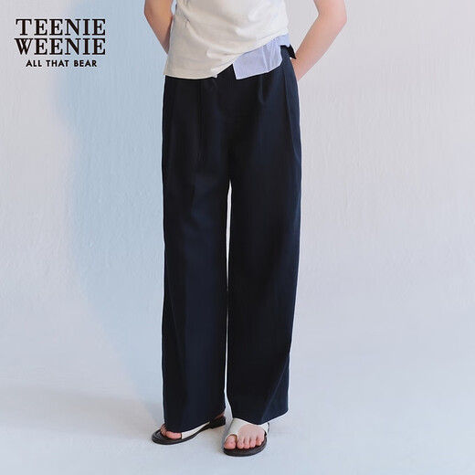 Teenie Weenie [beinhaltet Leinen] Bären Sie die Sommer -Entspannung der Frauen, die einfache Hose Navy Blue s (160)