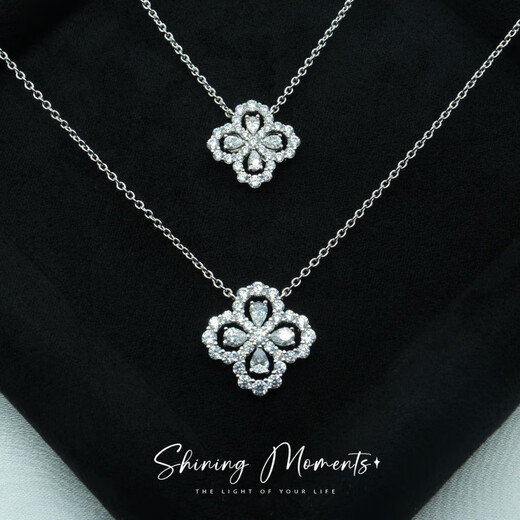 Fat Donglai's same style high luxury platinum four-leaf clover necklace HW925 full diamond light luxury niche earrings small ins large loop necklace (40+5cm) (S925+5A