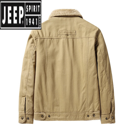
Jeep (JEEP) winter pilot jacket men's plus velvet thickened large size loose cotton coat middle-aged and young lamb velvet work cotton jacket khaki [pure cotton fabric] XL 125-140Jin [Jin equals 0.5 kg]
