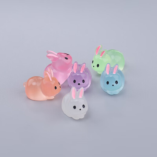 Office decoration mini ornaments luminous rabbit ornaments desktop glowing crystal animal doll play color luminous fat rabbit 10