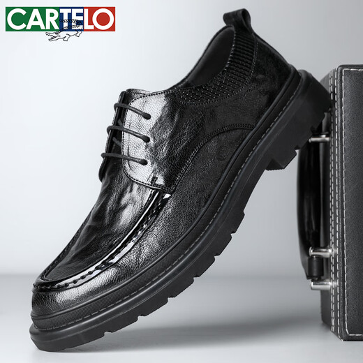 Cartelo Crocodile (Cartelo) Top Sawewer Saweer Zapatos para hombres para negocios Spares de cuero casual gruesas para hombres que aceleran a mano zapatos de cuero para hombres de hombres 9710 Negro 44