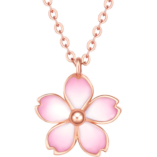 Saturday blessing 18K gold necklace female cherry blossom drunk necklace birthday gift KIHH066834 about 40+5cm