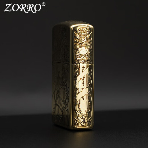 ZORRO佐罗打火机煤油防风原铜艺姑娘铜机五面精雕创意送男朋友礼物父亲 902原铜艺姑娘升级官字标内胆