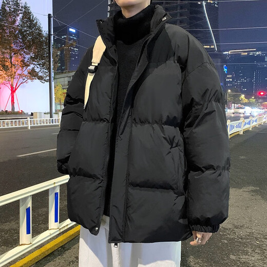 Zuoshangniao cotton coat men's new winter 2024 Jinjiang bread feather jacket trendy brand cotton coat men's jacket men 2208 black XL-recommended 120-140Jin Jin is equal to about 0.5 kg