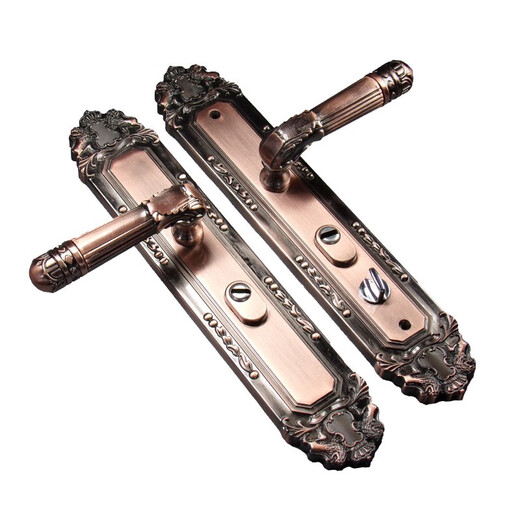 Huili custom door handle old-fashioned lock red bronze door handle inner lock entry door lock thickened aluminum alloy door handle A type dual-active 45-55mm left inner with key