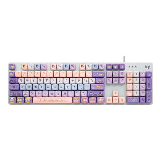 罗技（Logitech） K845有线游戏机械键盘104键DIY彩色键帽 电竞键盘吃鸡 背光金属面板 K845红轴-见习魔女